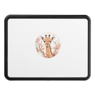Giraffe Among Cherry Blossoms Circle Art Hitch Cover