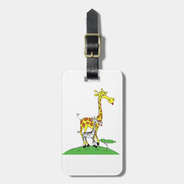 Giraffe And A Zebra Luggage Tags (Front Vertical)