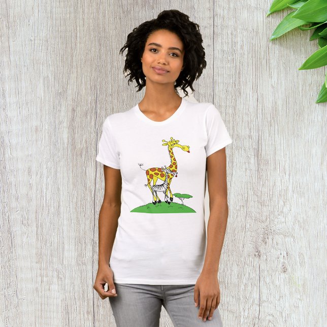 Giraffe And A Zebra Womens T-Shirt (Creator Uploaded)