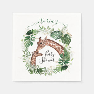 Giraffe and Baby Jungle Baby Shower paper plates Napkins
