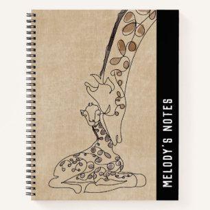 Giraffe and Baby Line Art Nature Animals Notebook