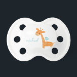 Giraffe and Bird Pacifier<br><div class="desc">Custom designer baby pacifier features a beautiful and funny animal character vector illustration and can be personalized with your baby's name or any text of your choice.</div>
