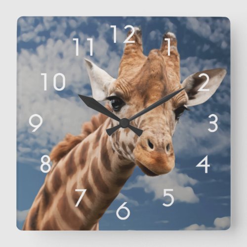 Giraffe and Blue Sky Photo Clock
