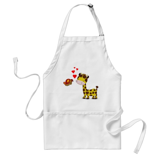 Giraffe and Butterfly in Love Adult Apron (Front)