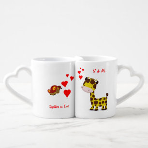 Giraffe and Butterfly in Love Coffee Mug Set