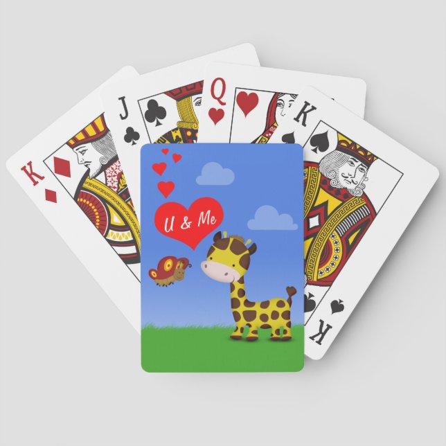 Giraffe and Butterfly in Love Poker Cards (Back)