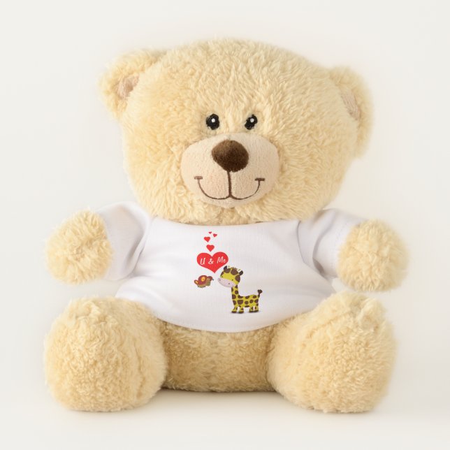 Giraffe and Butterfly in Love - Teddy Bear (Front)