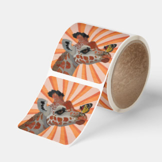 GIRAFFE AND BUTTERFLY SQUARE STICKER