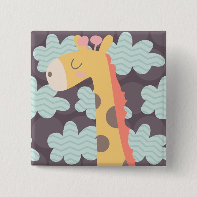 Giraffe and Clouds Button (Front)