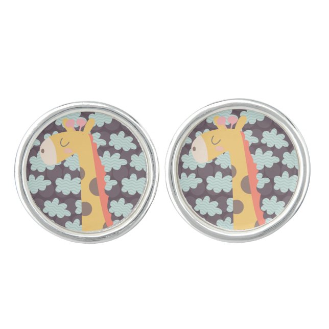 Giraffe and Clouds Cufflinks (Front)