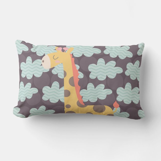 Giraffe and Clouds Lumbar Pillow (Front)