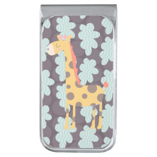 Giraffe and Clouds Silver Finish Money Clip