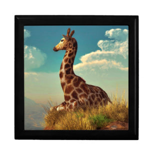 Giraffe and Distant Mountain Keepsake Box