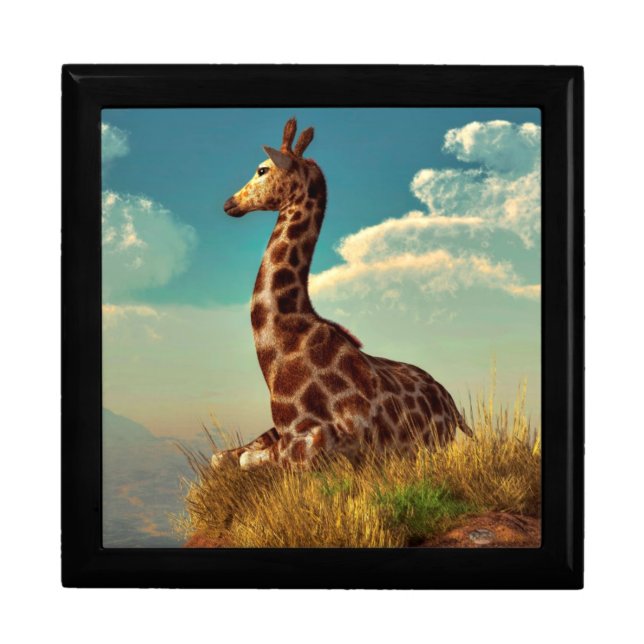Giraffe and Distant Mountain Keepsake Box (Front)