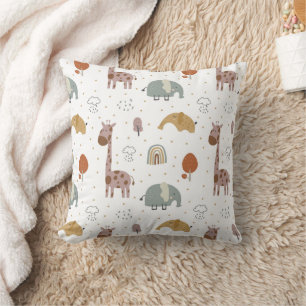 Giraffe and elephant baby  throw pillow