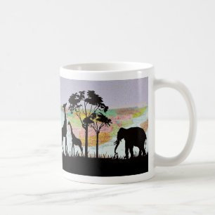 Giraffe and elephant coffee mug