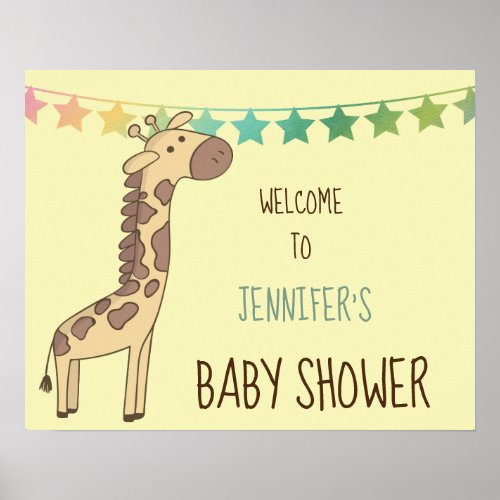 Giraffe and Garland Customizable Baby Shower Sign