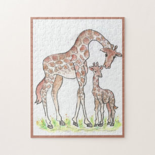 Giraffe and Her Calf Jigsaw Puzzle