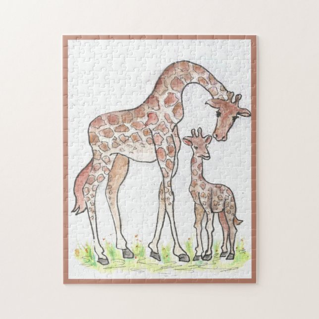 Giraffe and Her Calf Jigsaw Puzzle (Vertical)
