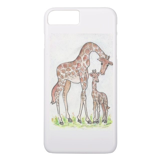 Giraffe and Her Calf on an iPhone Case (Back)