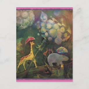 Giraffe and Hippo*** Postcard