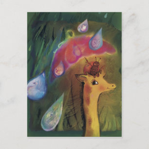 Giraffe and Ladybug*** Postcard