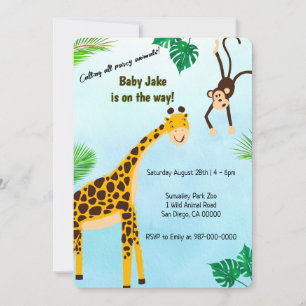 Giraffe and Monkey Safari or Zoo Party Animal Invitation