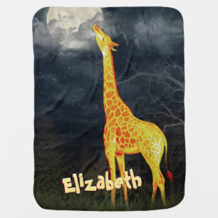 Giraffe and Moon Custom Baby Blanket