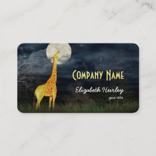Giraffe and Moon   Custom Business Cards