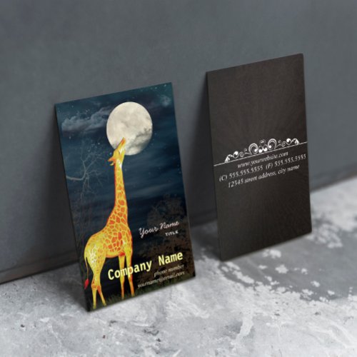 Giraffe and Moon  Custom Business Cards