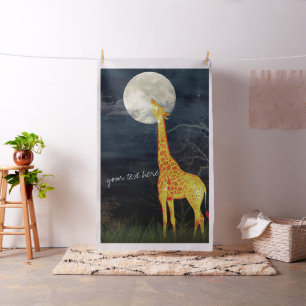 Giraffe and Moon   Custom Combed Cotton Fabric