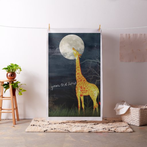 Giraffe and Moon | Custom Combed Cotton Fabric