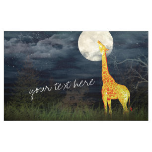 Giraffe and Moon   Custom Combed Cotton Fabric