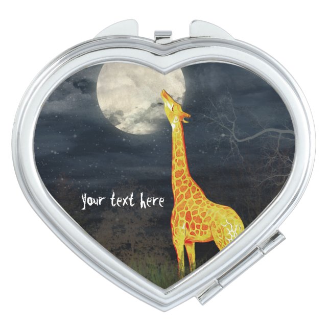 Giraffe and Moon | Custom Compact Mirror (Front)