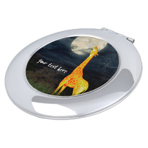 Giraffe and Moon Custom Compact Mirror