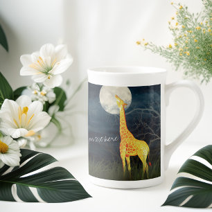 Giraffe and Moon Custom Jumbo Mug / Bone China Mug