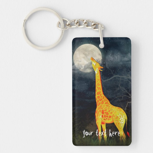 Giraffe and Moon | Custom Keychain (Front)