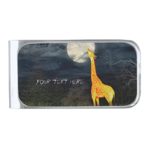 Giraffe and Moon Custom Money Clip