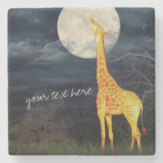 Giraffe and Moon | Custom Stone Drink Coaster