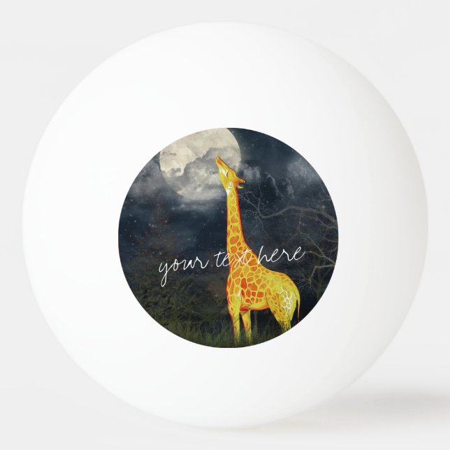 Giraffe and Moon |Custom Three Star Ping Pong Ball (Front)