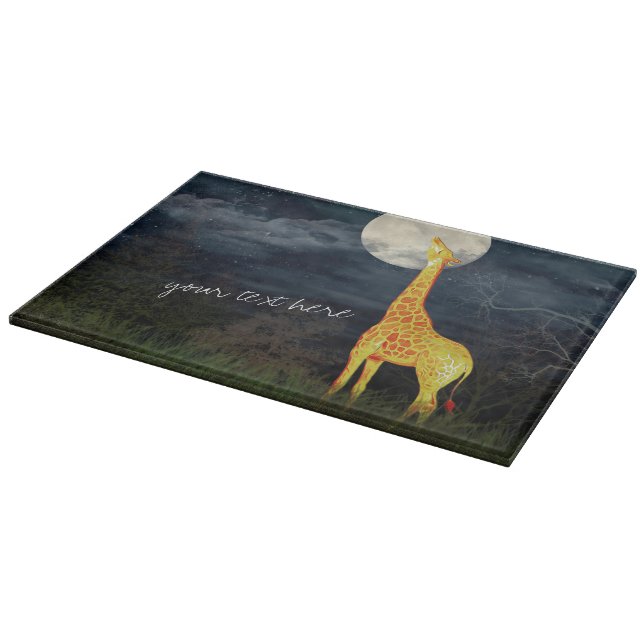 Giraffe and Moon | Decorative Glass Cutting Board (Corner)