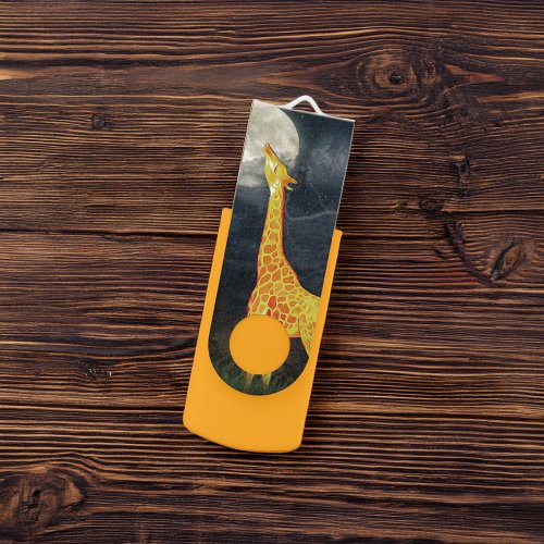 Giraffe and Moon  USB wivel  Flash Drive