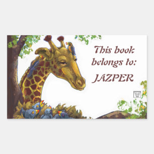 Giraffe and Oxpeckers Bookplate