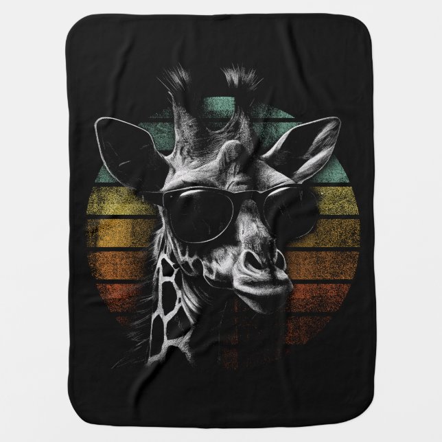 Giraffe and Sunglasses Baby Blanket (Front)