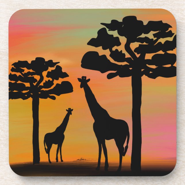 Giraffe animal beverage coaster (Front)