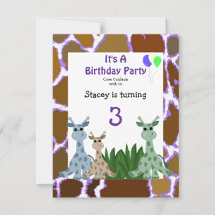 Giraffe Animal Birthday Invitation