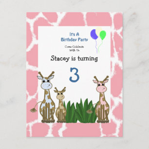 Giraffe Animal Birthday Invitation