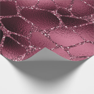 Giraffe Animal Black Spark Marsal Glitter Burgundy Wrapping Paper