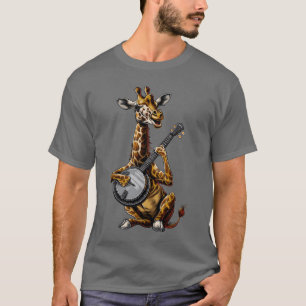Giraffe Animal Bluegrass Banjo Player boy T-Shirt