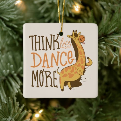 Giraffe animal dancing cartoon design ceramic ornament
